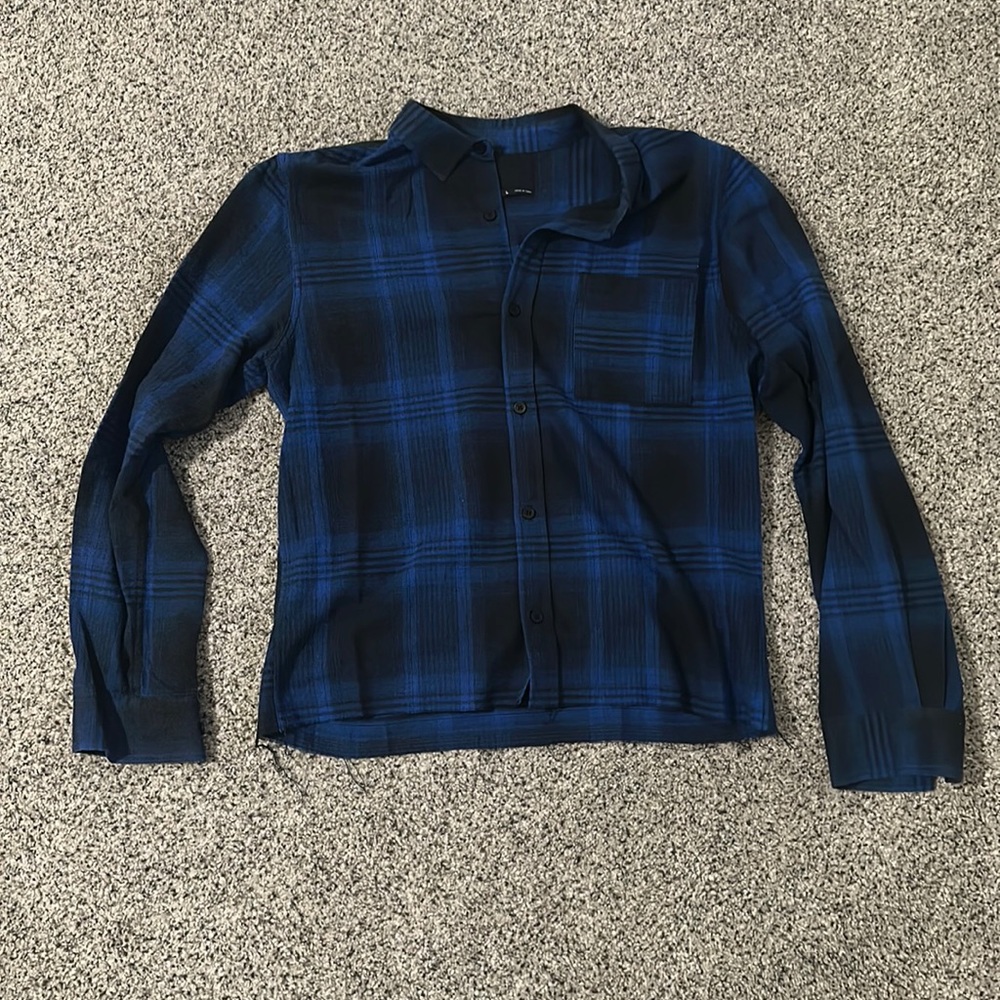 Pay sun Blue/Black Cropped Button Up L
